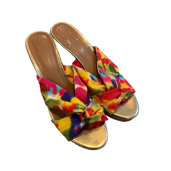 Etienne Aigner Krista Watercolor Twisted Knot Espadrille Wedge Sandal Size 9 - Picture 3 of 8